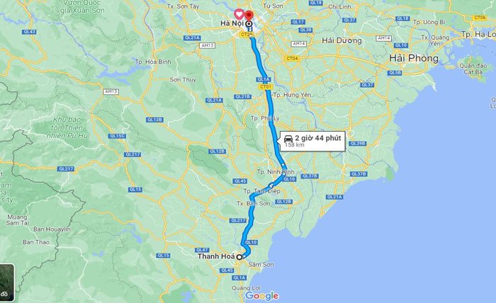 Nội Bài cách Thanh Hóa khoảng 180km
