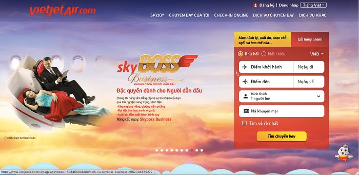 Website của Vietjet Air