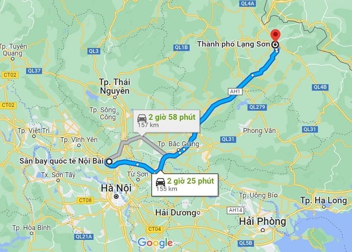 Tham khảo lộ trình di chuyển từ Nội Bài - Lạng Sơn