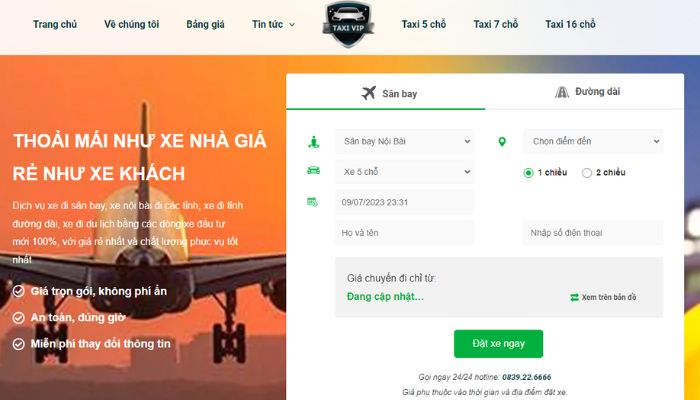 Giao diện đặt xe đơn giản, dễ dàng